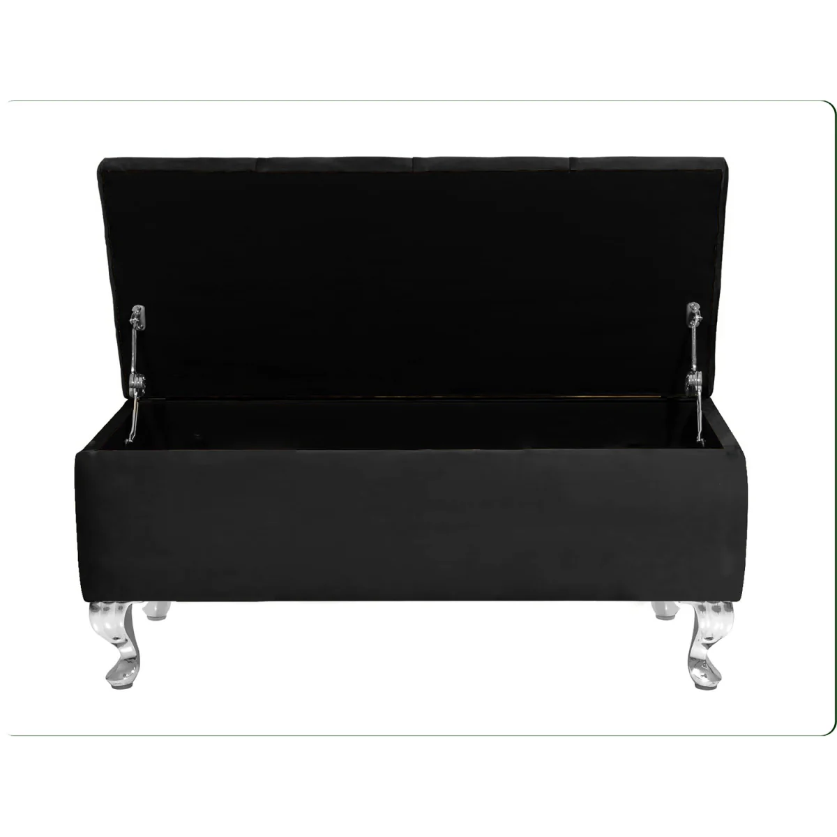180cm Chesterfield Ottoman Storage Bench, Teal Tufted Upholstered Velvet Ottoman Footstool - Black Plush Velvet – image 2