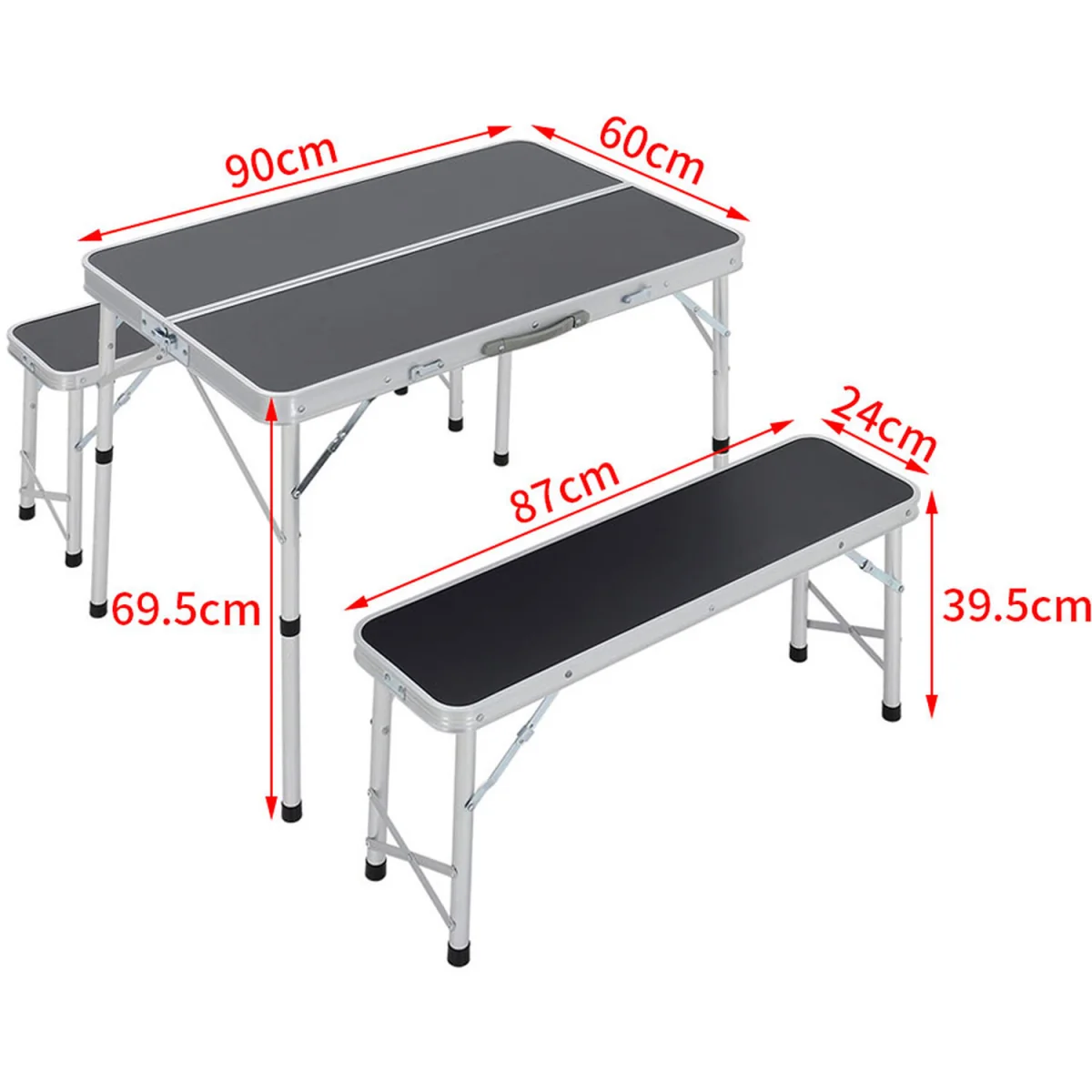 Folding Bench and Table Set - Black – image 4