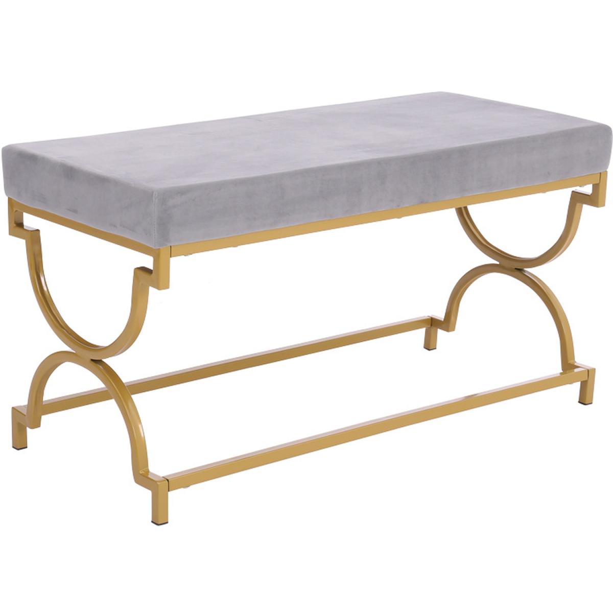 Velvet Modern Bench Seat - Light Grey – image 2