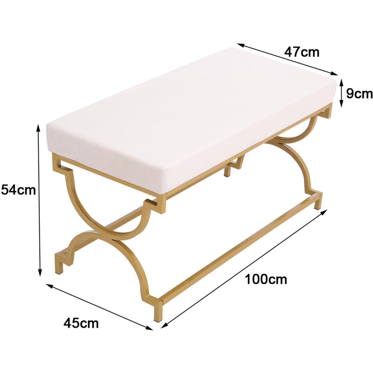 Velvet Modern Bench Seat - Light Grey – image 11