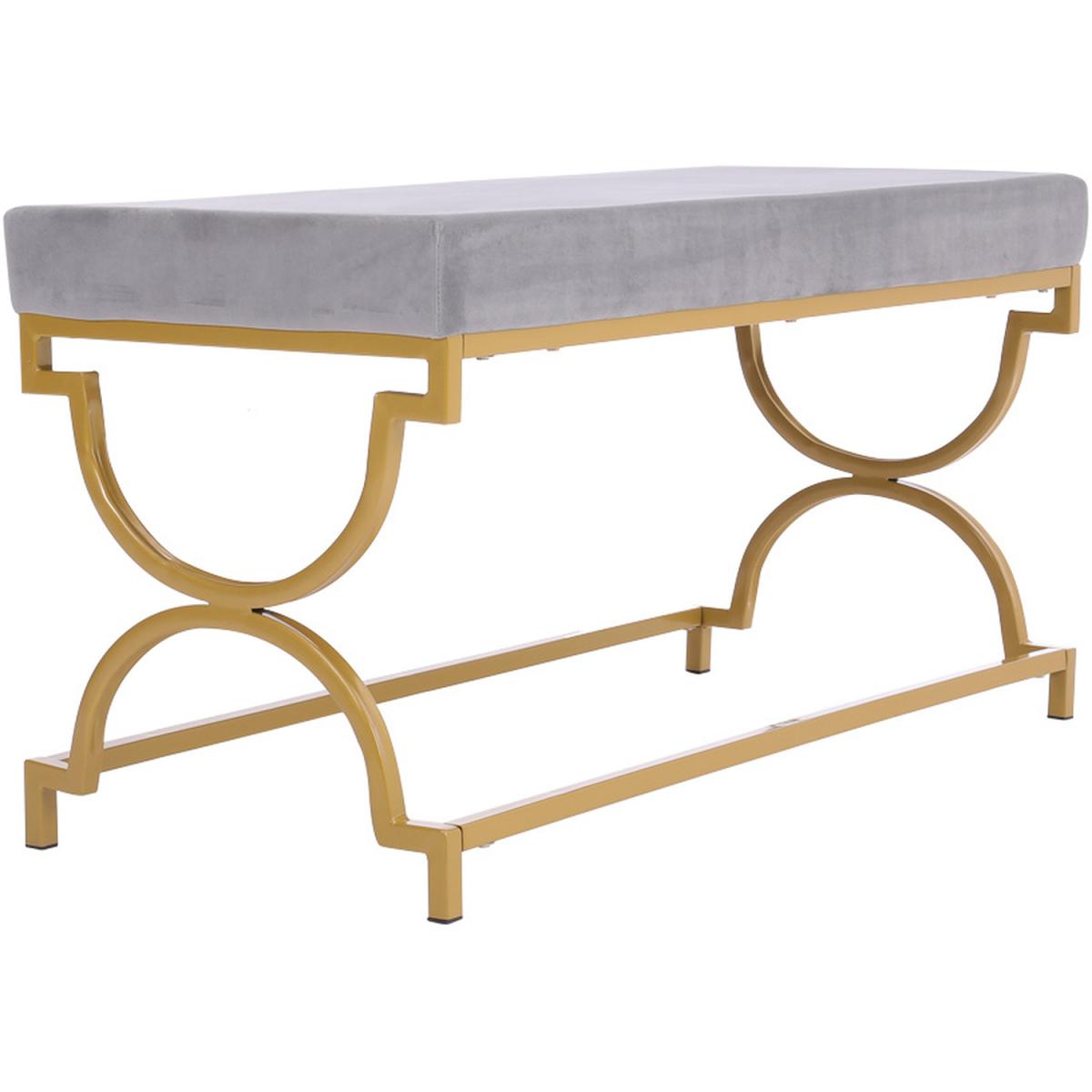 Velvet Modern Bench Seat - Light Grey – image 3