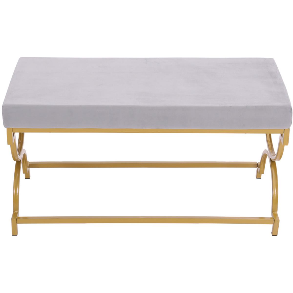 Velvet Modern Bench Seat - Light Grey – image 4