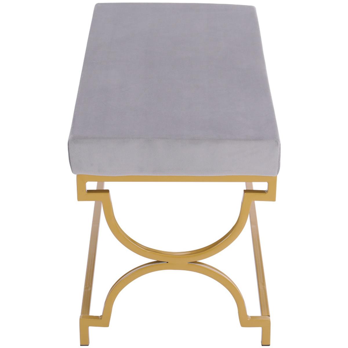 Velvet Modern Bench Seat - Light Grey – image 5
