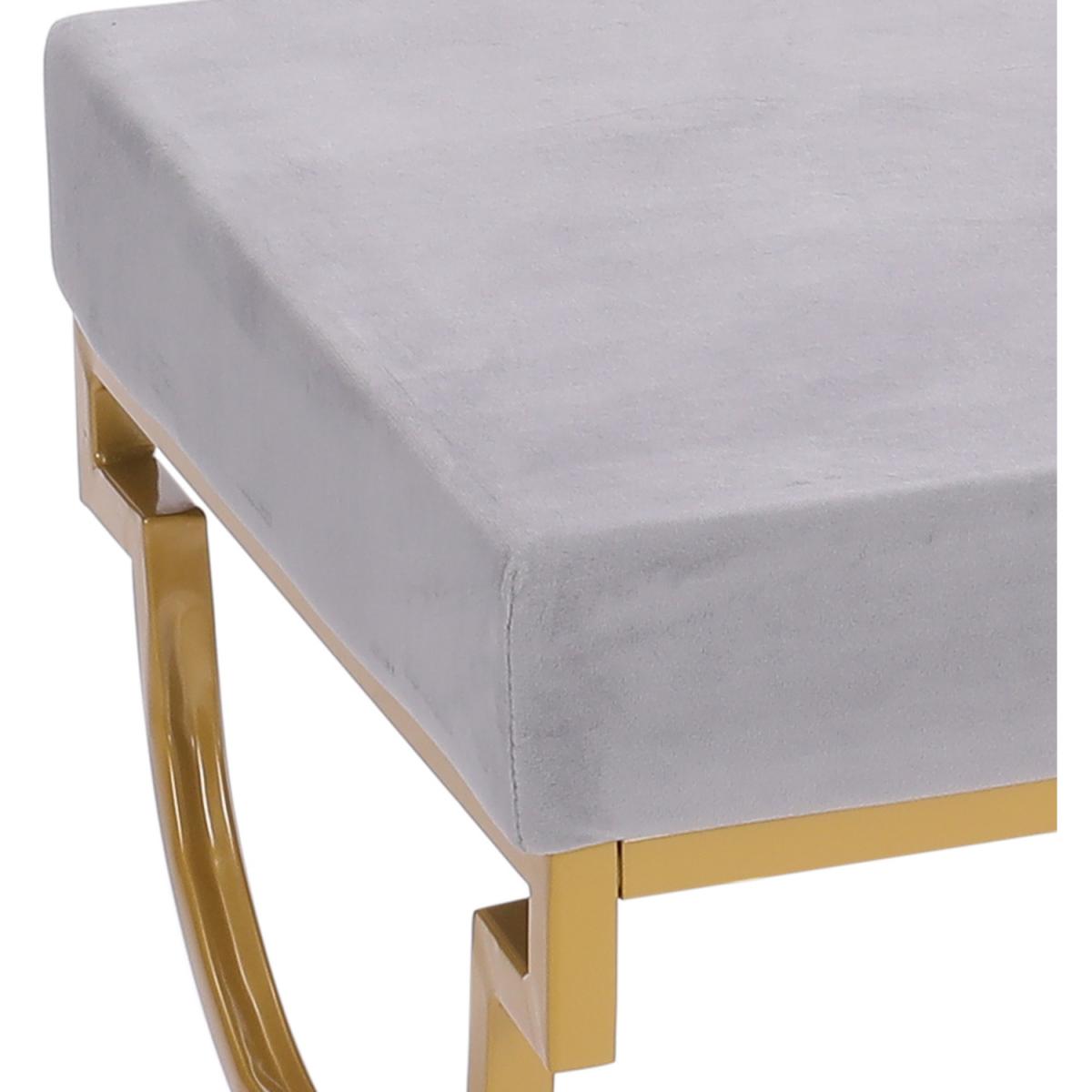 Velvet Modern Bench Seat - Light Grey – image 6