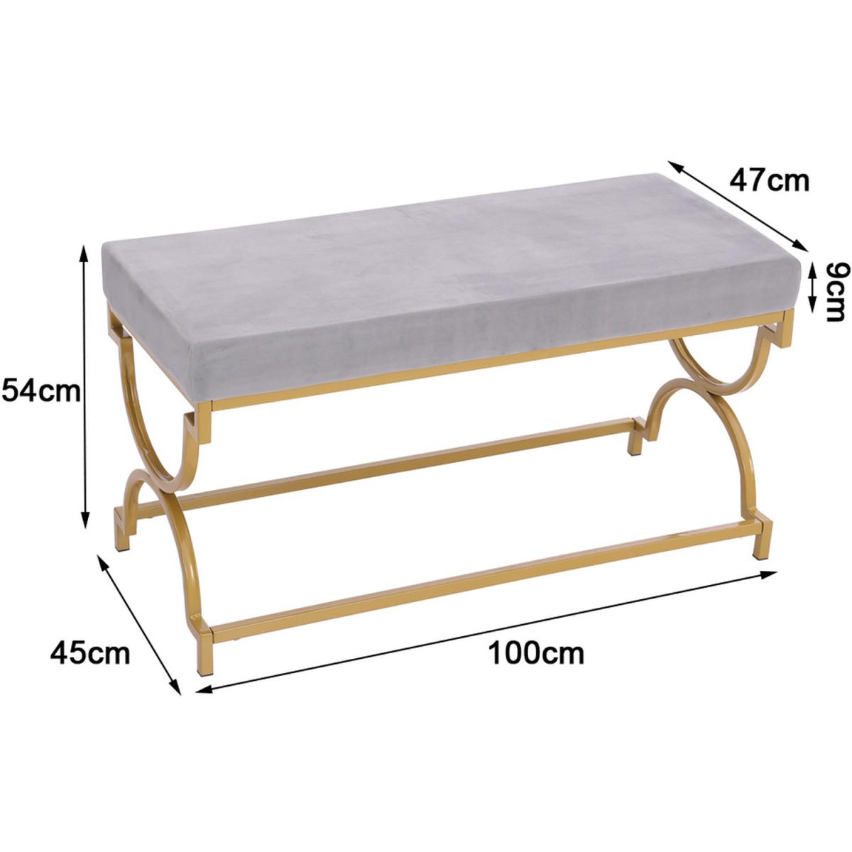 Velvet Modern Bench Seat - Light Grey – image 8