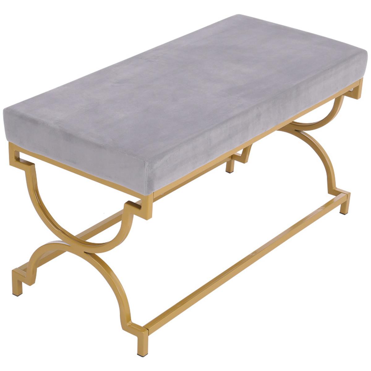 Velvet Modern Bench Seat - Light Grey – image 9