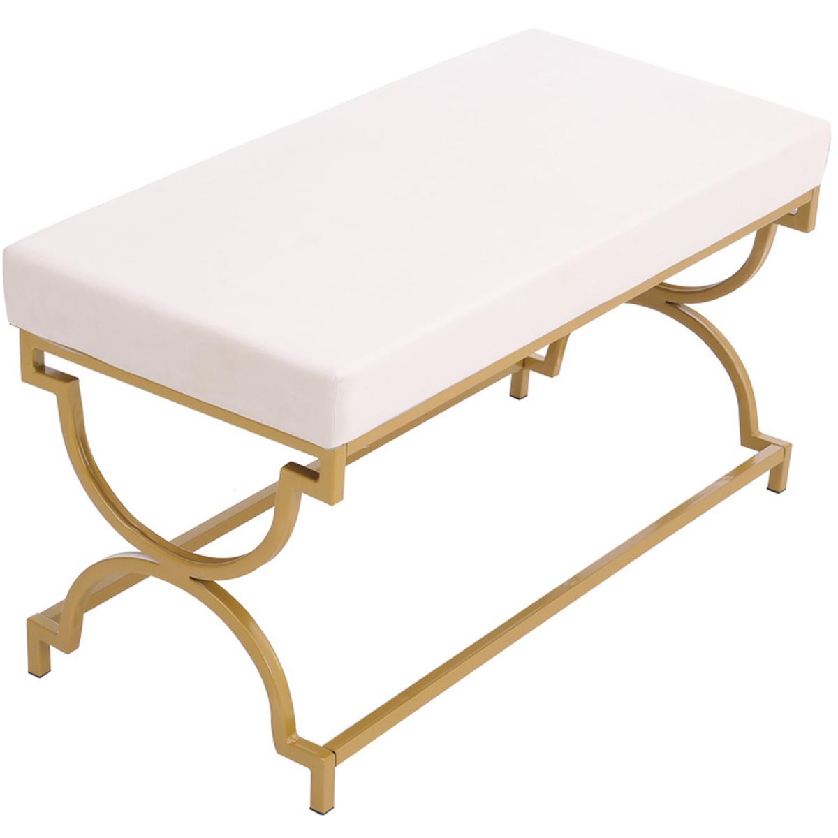 Velvet Modern Bench Seat - Light Grey – image 10