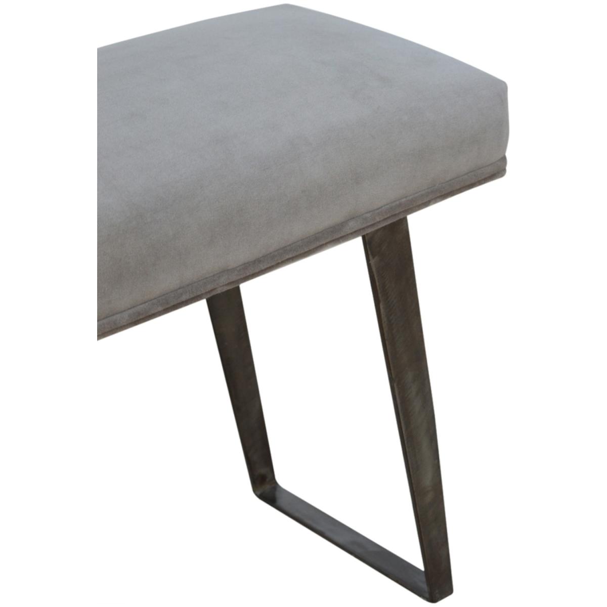 Modern Hand Crafted Grey Velvet Industrial Style Bench - Grey – image 7