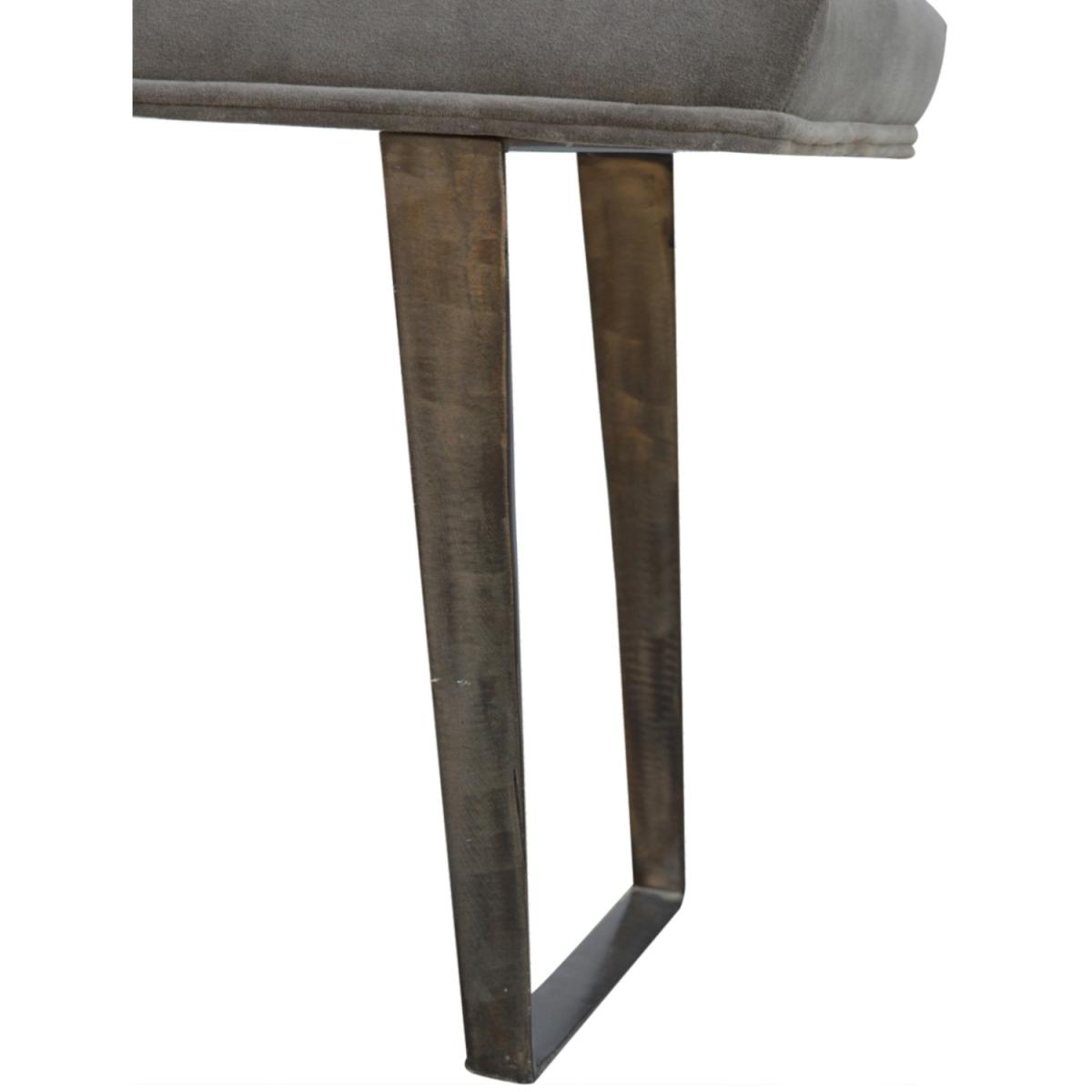 Modern Hand Crafted Grey Velvet Industrial Style Bench - Grey – image 8