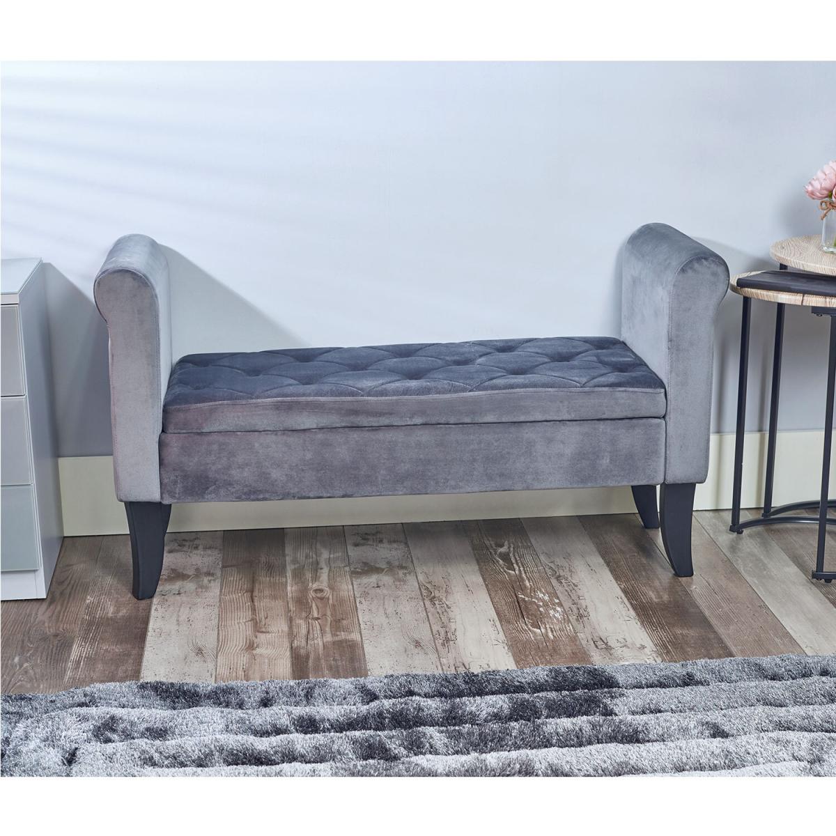 Grey Velvet Window Seat - Grey – image 3