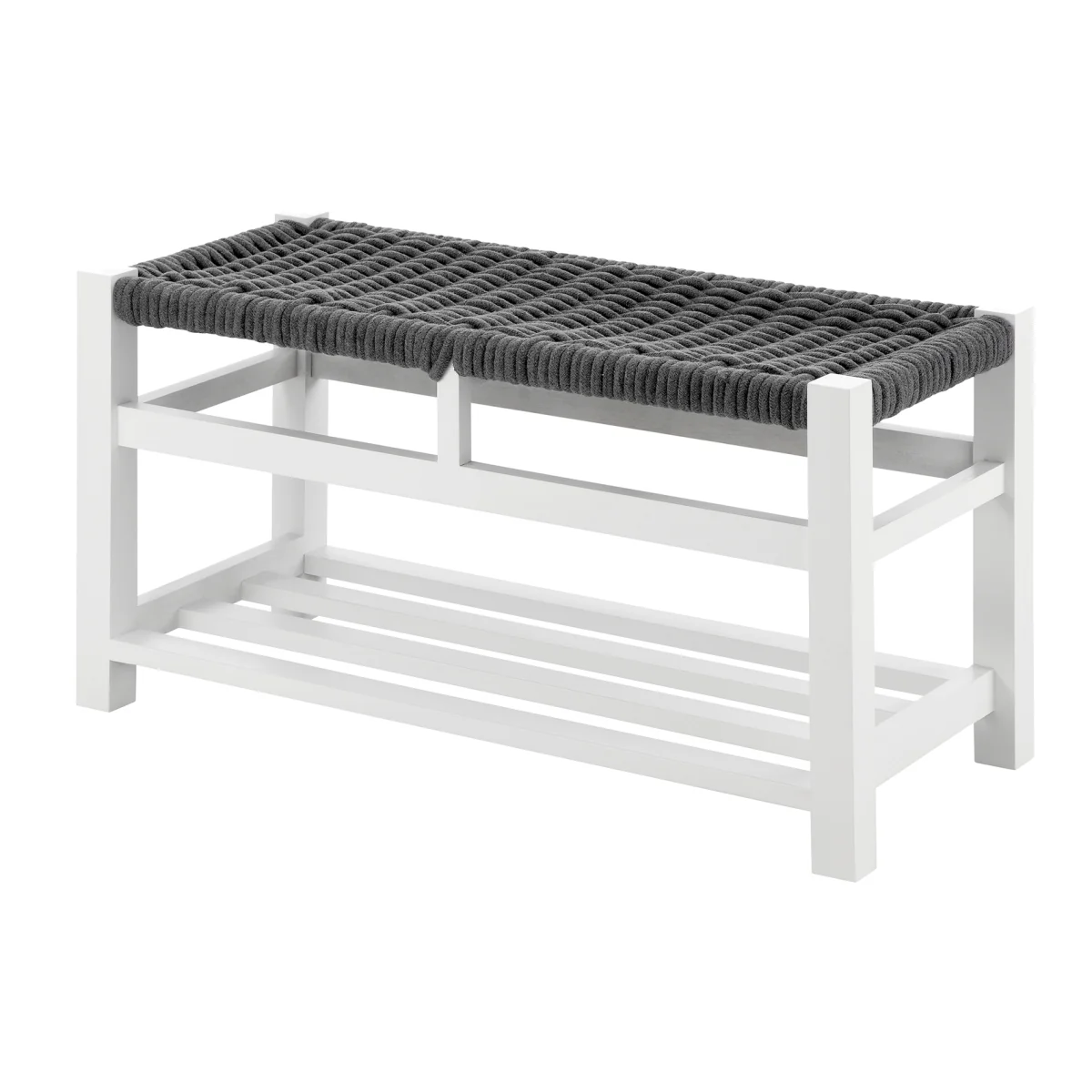Hallway Shoe Bench Storage - White