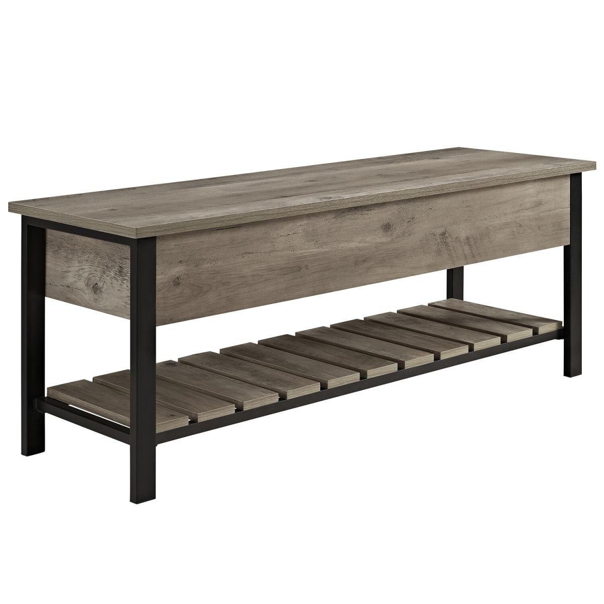 Brampton Farmhouse Storage Bench - Grey Wash – image 2