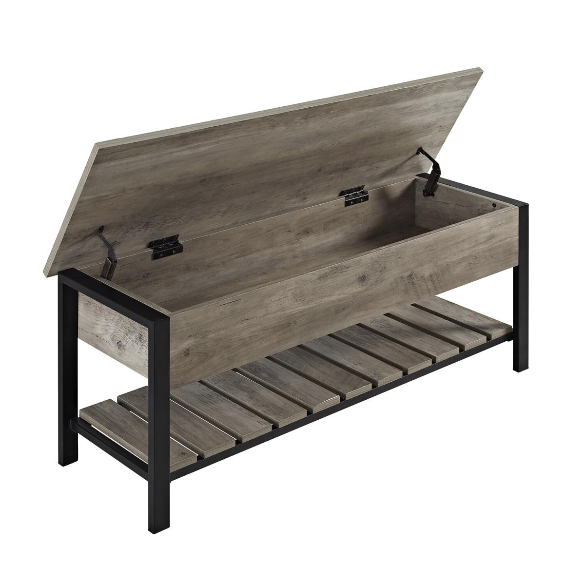 Brampton Farmhouse Storage Bench - Grey Wash – image 3