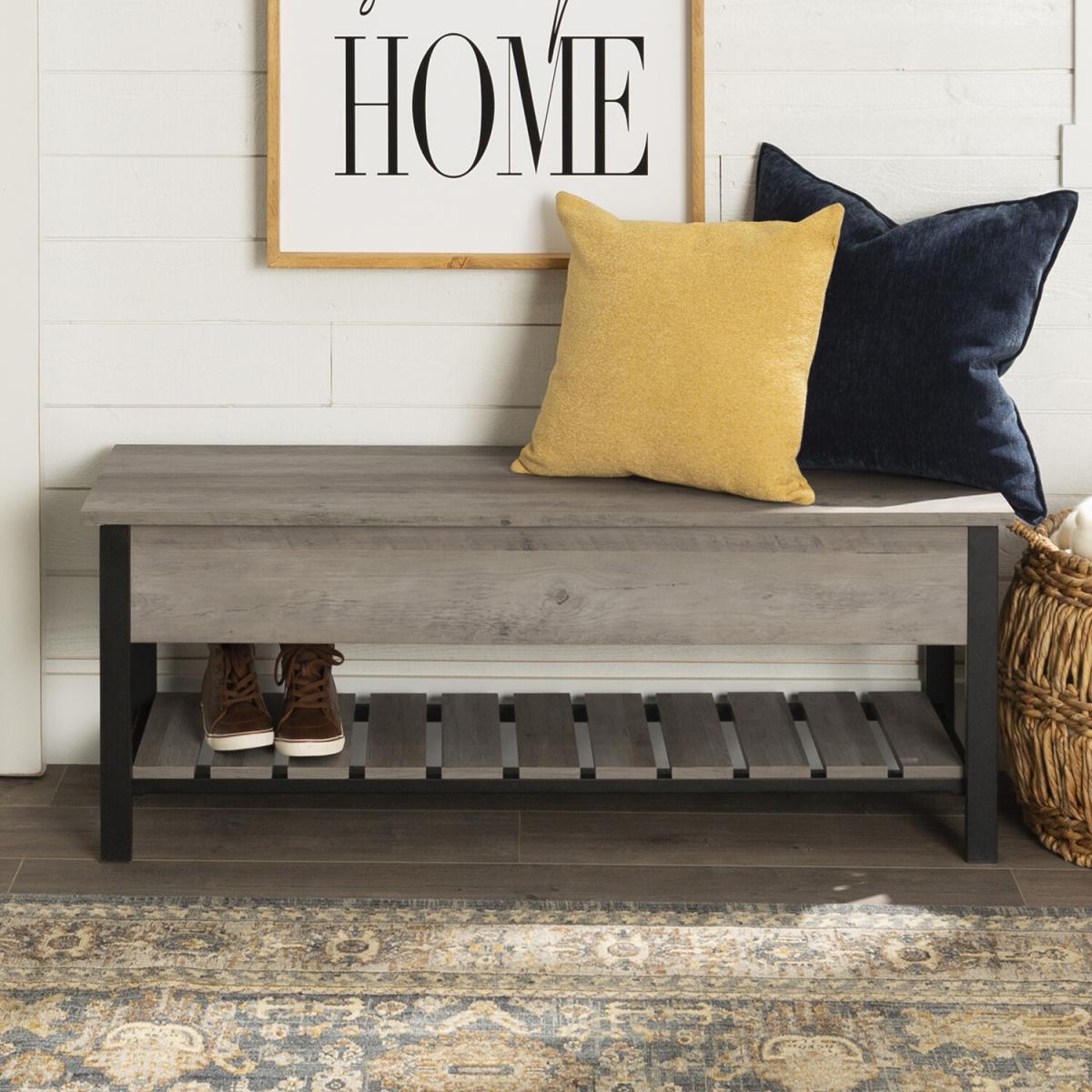 Brampton Farmhouse Storage Bench - Grey Wash – image 4