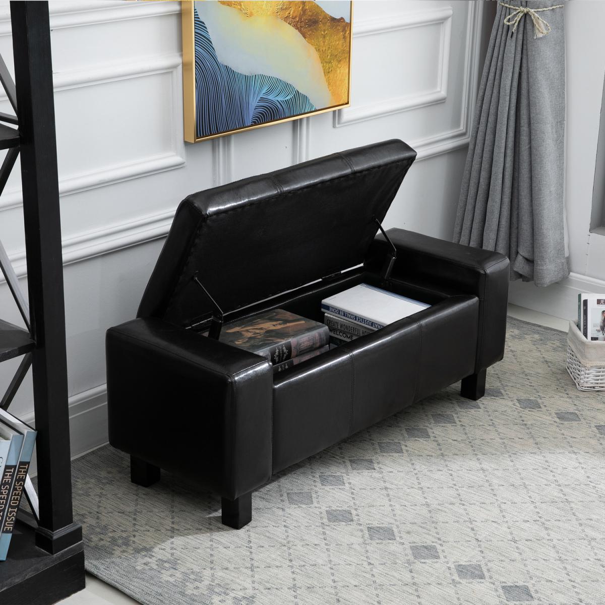 Modern Storage Bench Ottoman - Brown – image 11