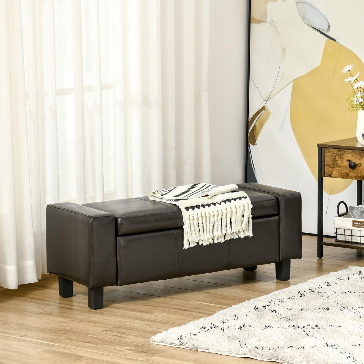 Modern Storage Bench Ottoman - Brown – image 12