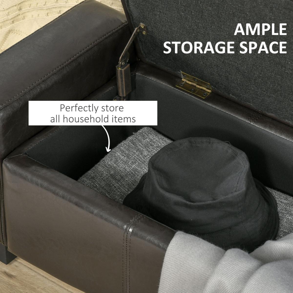Modern Storage Bench Ottoman - Brown – image 14