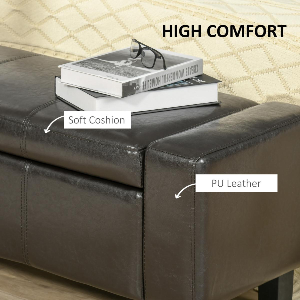 Modern Storage Bench Ottoman - Brown – image 16