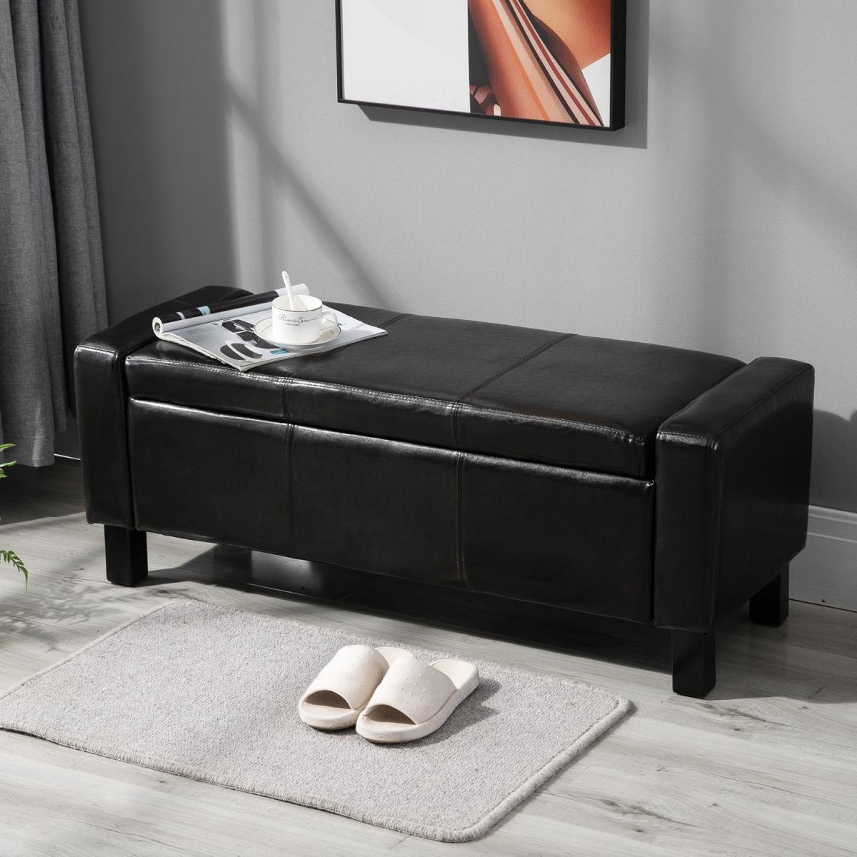 Modern Storage Bench Ottoman - Brown – image 3