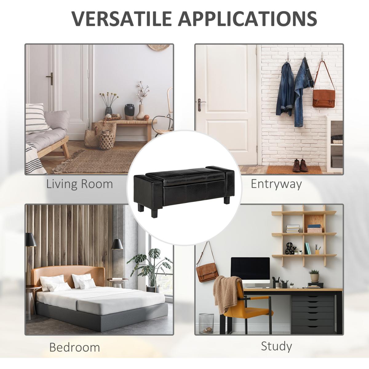 Modern Storage Bench Ottoman - Brown – image 36