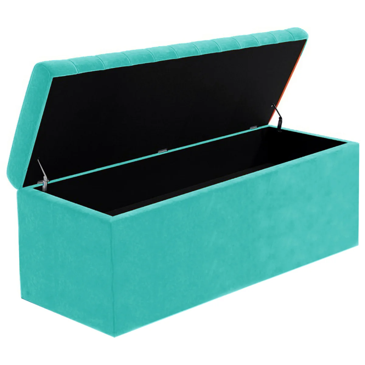 Large Plain Safar Storage Ottoman Box, Plush Velvet Upholstered Deep Storage End of Bed Bench - Black Plush Velvet – image 19