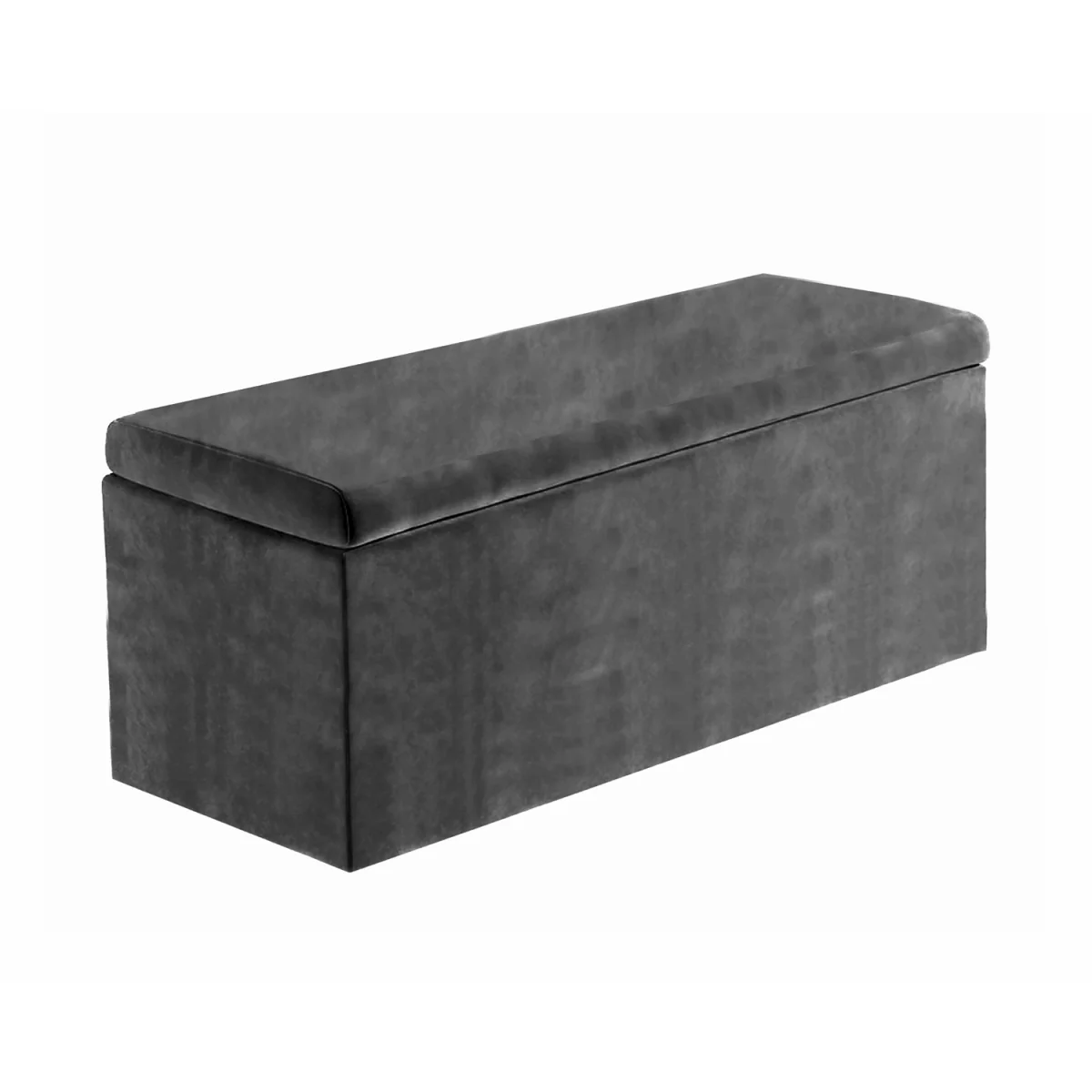 Large Plain Safar Storage Ottoman Box, Plush Velvet Upholstered Deep Storage End of Bed Bench - Black Plush Velvet – image 28