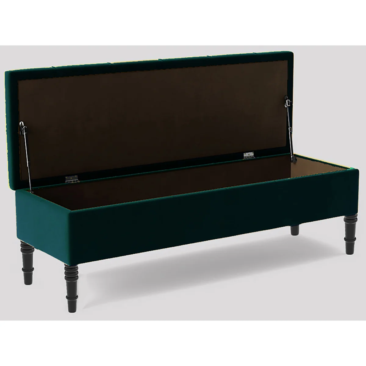 137cm Chesterfield Ottoman Storage Bench, Duck Egg Tufted Upholstered Velvet Ottoman Footstool - Emerald Green Plush Velvet – image 2