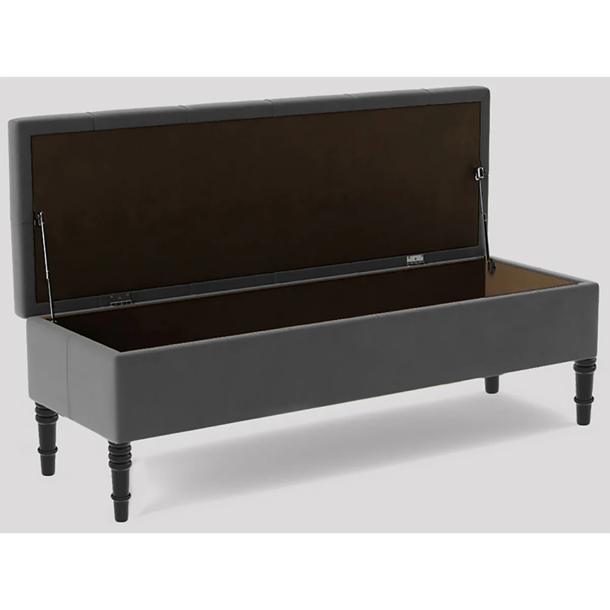 137cm Chesterfield Ottoman Storage Bench, Duck Egg Tufted Upholstered Velvet Ottoman Footstool - Steel Grey Plush Velvet – image 2
