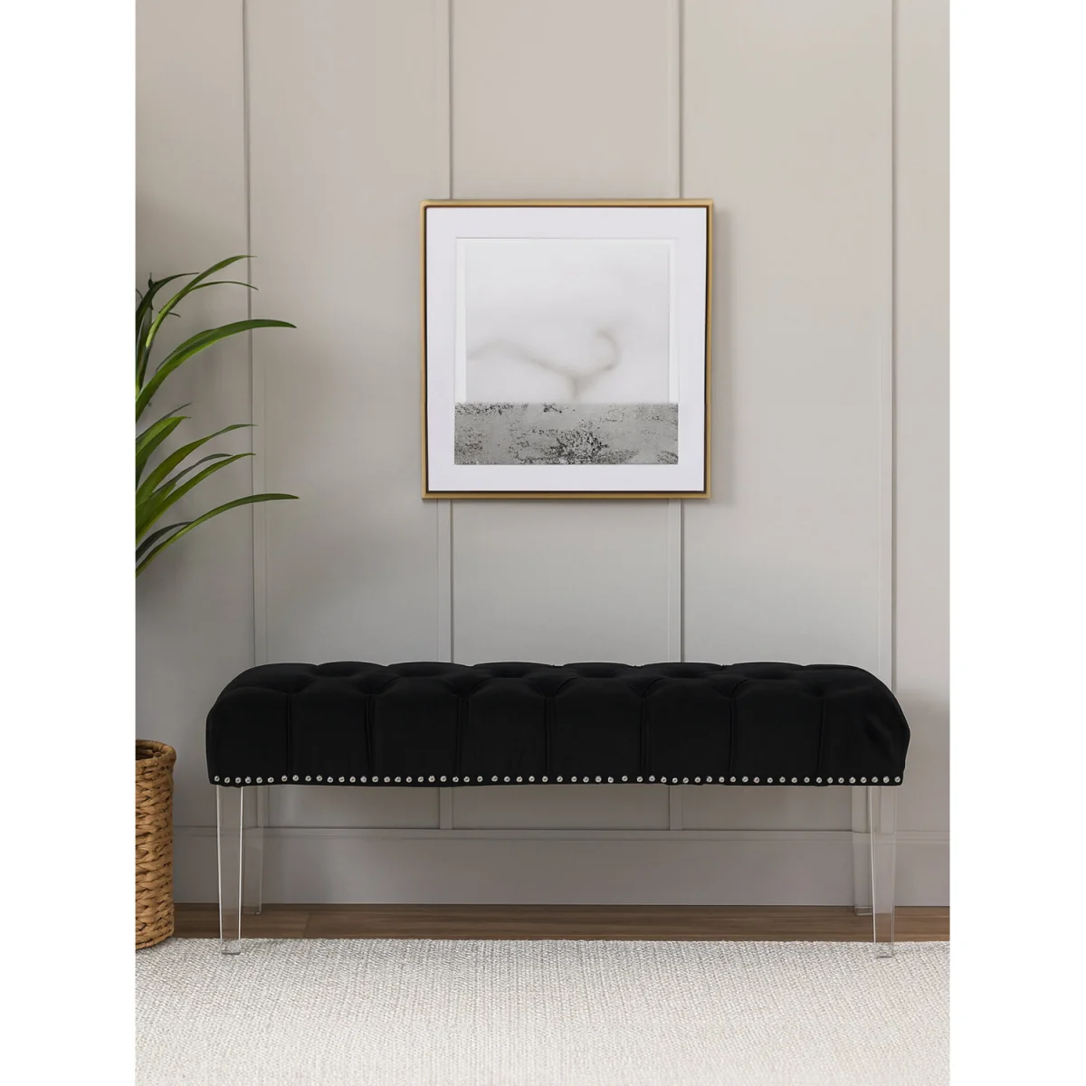 Clarence Black Velvet Bench - Black – image 3