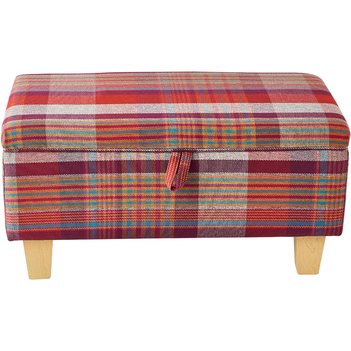 Linen Upholstered Storage Ottoman Bench - Red – image 3