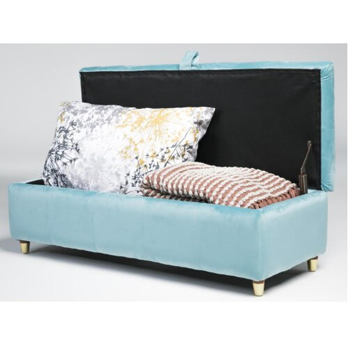 Coco Ottoman Storage Bench with Padded Top - blue – image 3