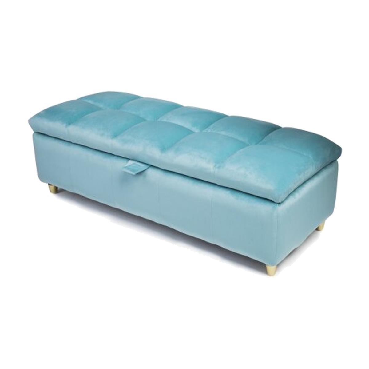 Coco Ottoman Storage Bench with Padded Top - blue – image 1