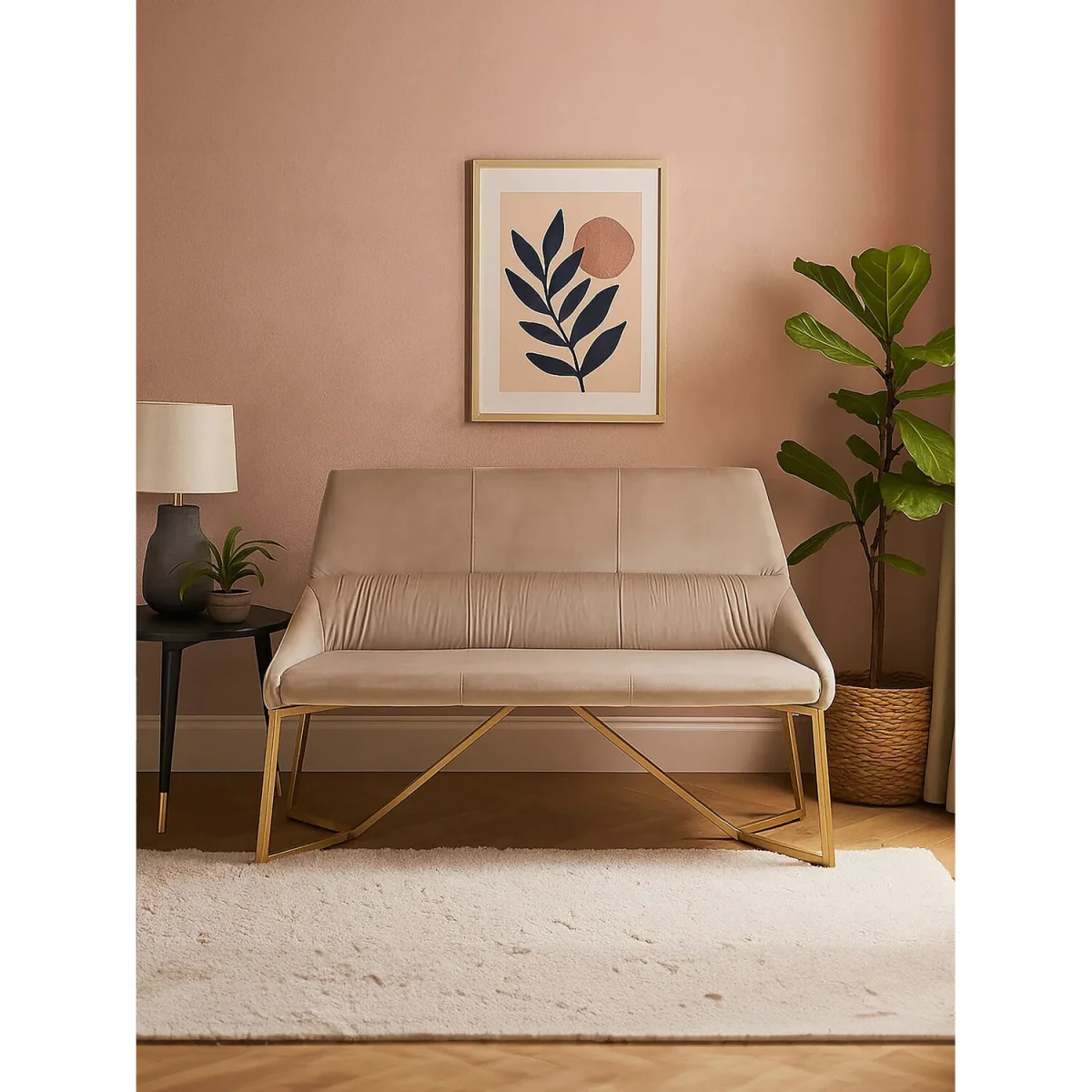 Vieste Mink Velvet Bench - Grey – image 2
