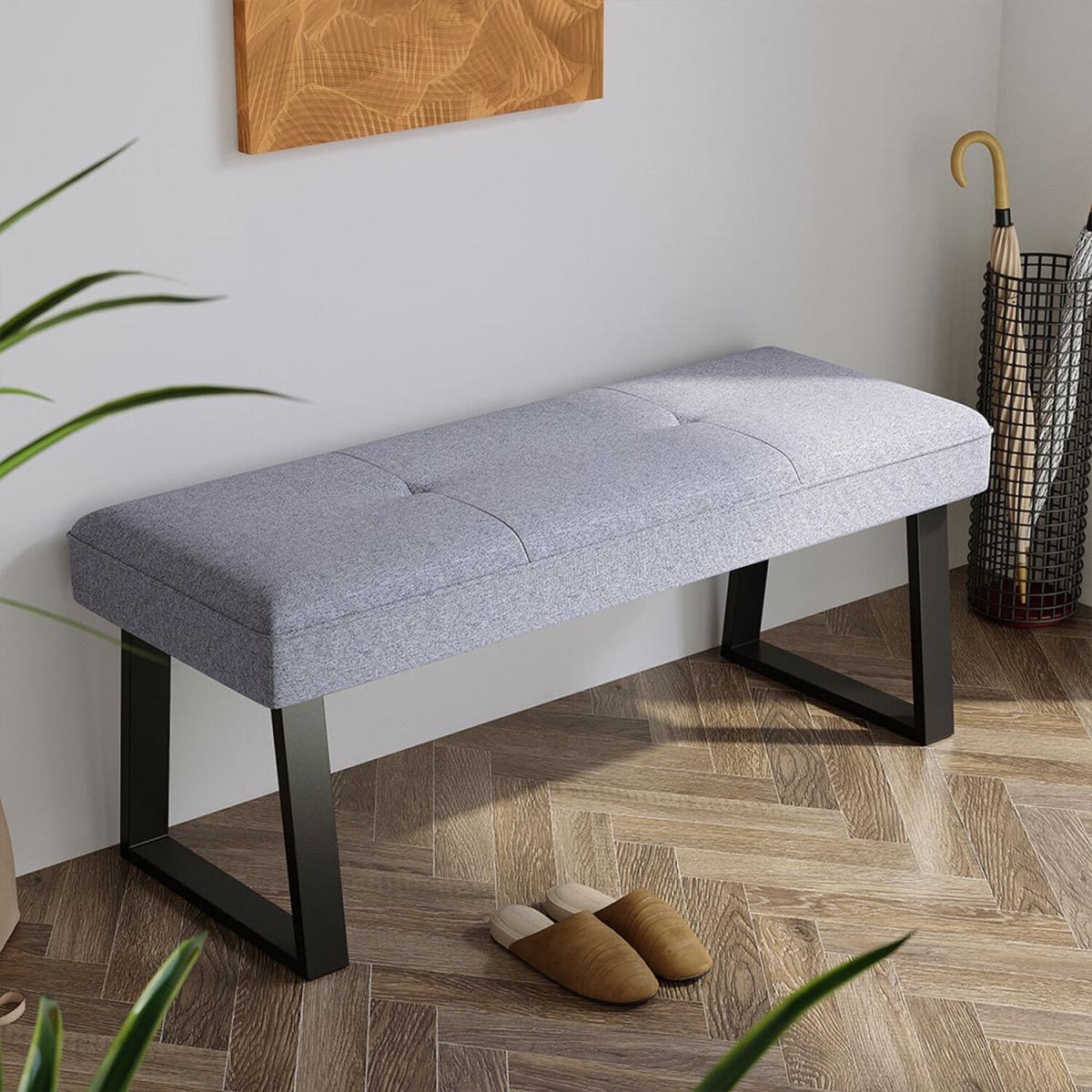 Storage Ottoman Bench Linen Window Seat Upholstered Bench Seat - Grey – image 1