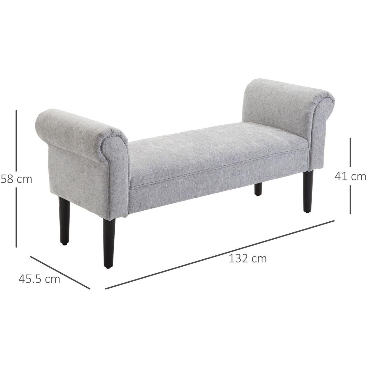 Modern Rolled Arm Bed End Bench - Light Grey – image 2