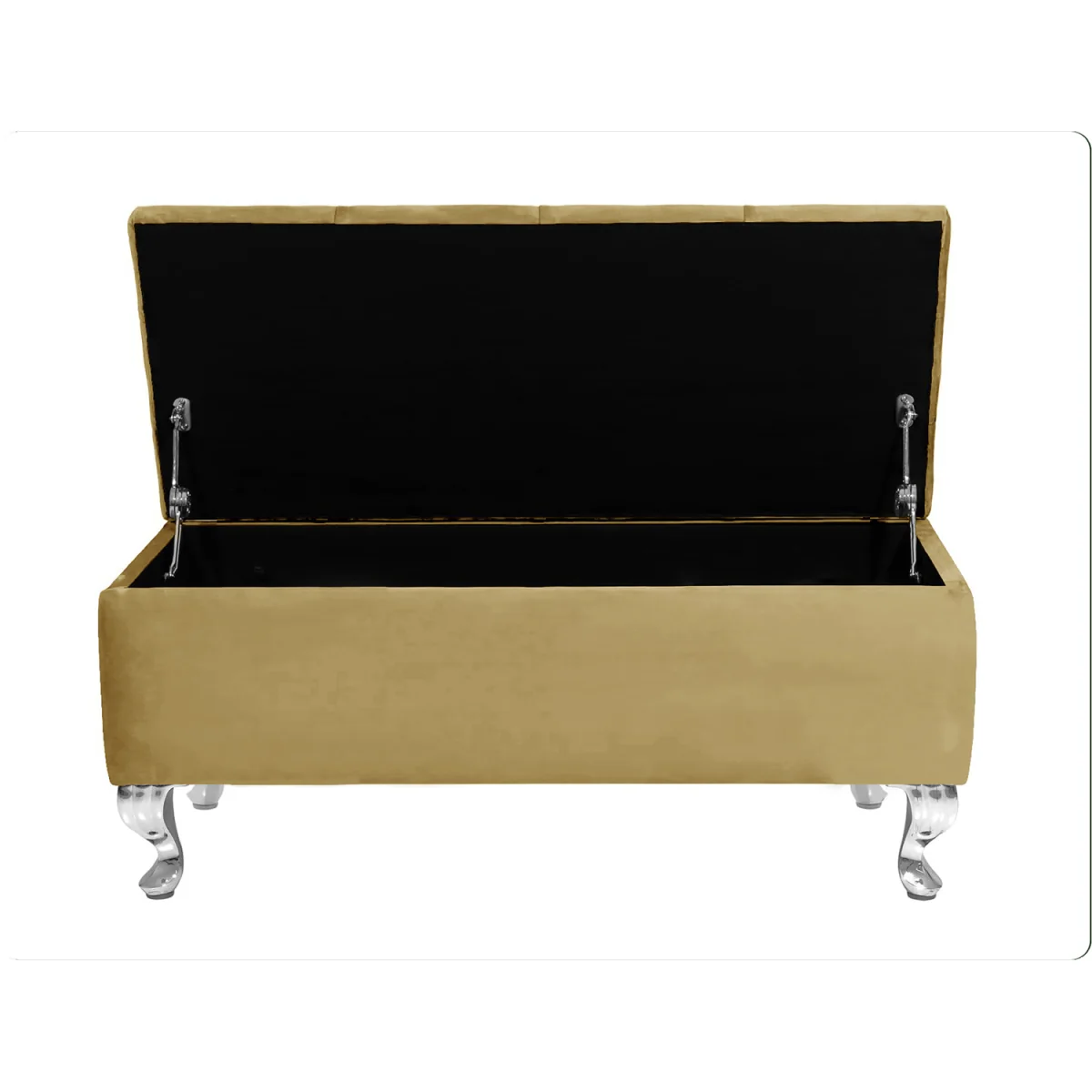 180cm Chesterfield Ottoman Storage Bench, Teal Tufted Upholstered Velvet Ottoman Footstool - Mink Plush Velvet – image 2
