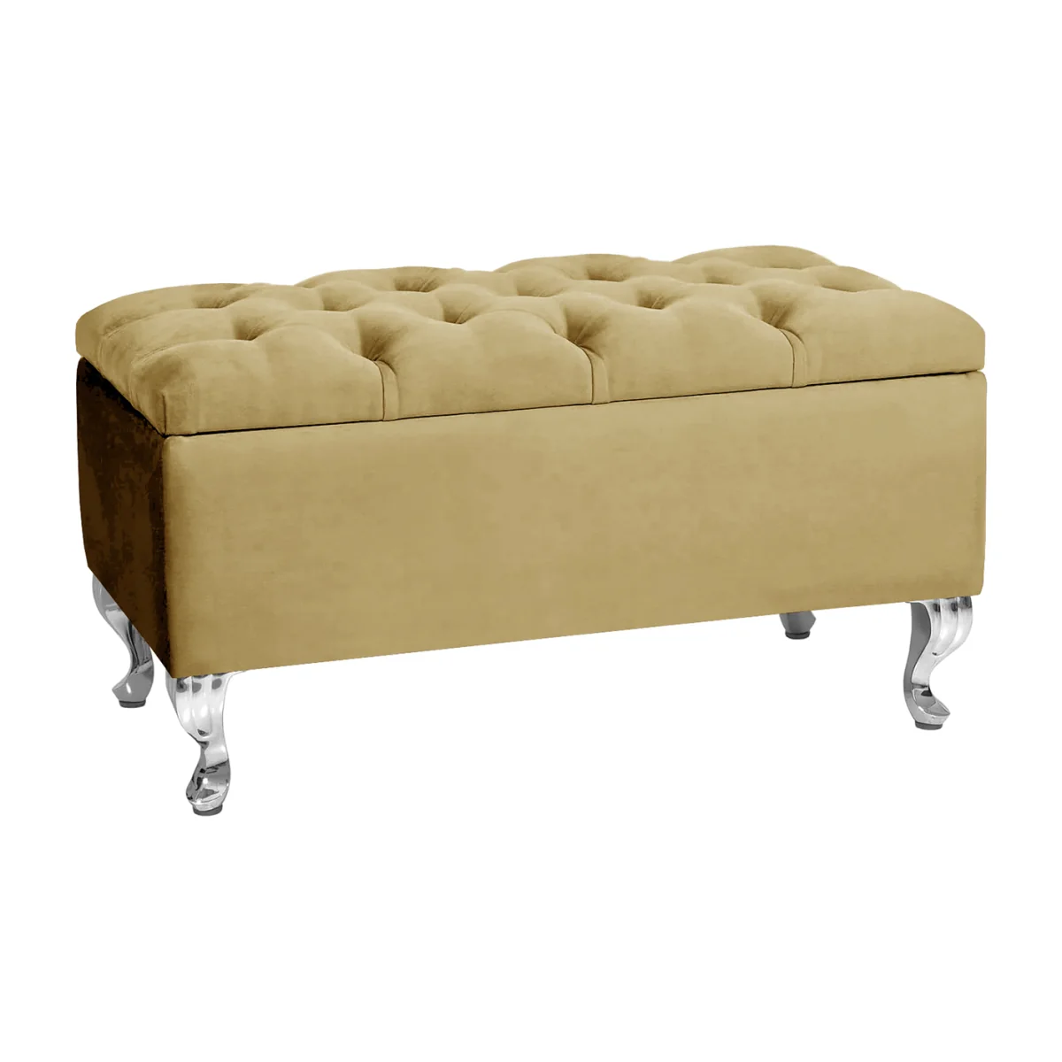 180cm Chesterfield Ottoman Storage Bench, Teal Tufted Upholstered Velvet Ottoman Footstool - Mink Plush Velvet – image 1