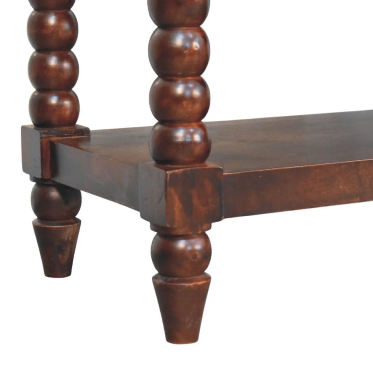 Spindle Winewood Leather Bench – image 8