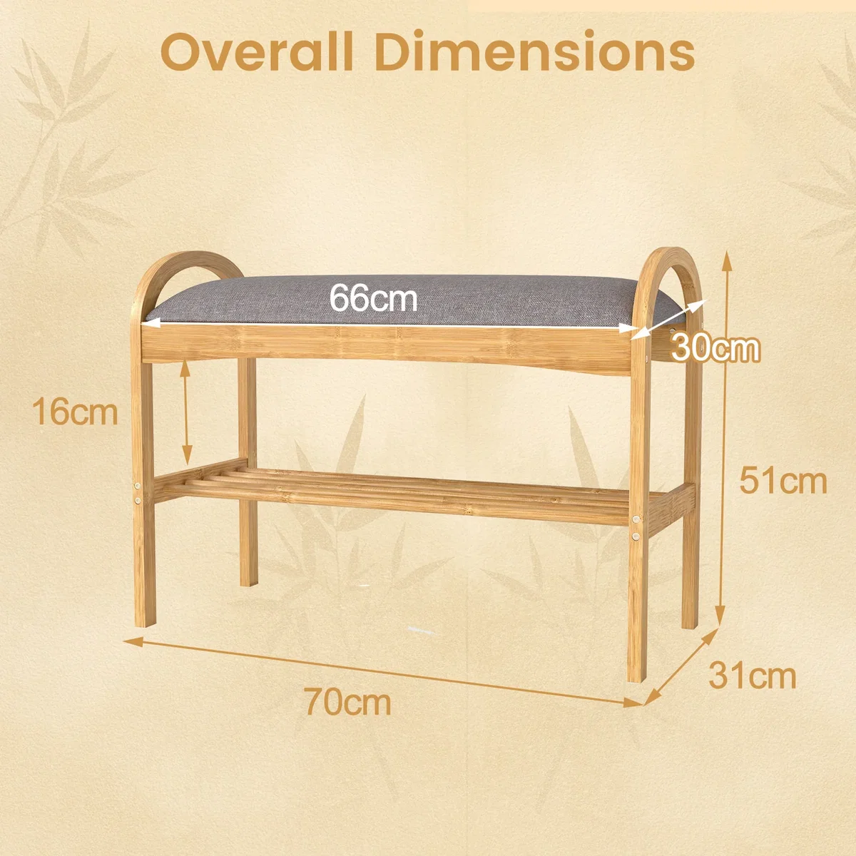 2-Tier Compact Shoe Bench Organizer for Entrance - Grey – image 5