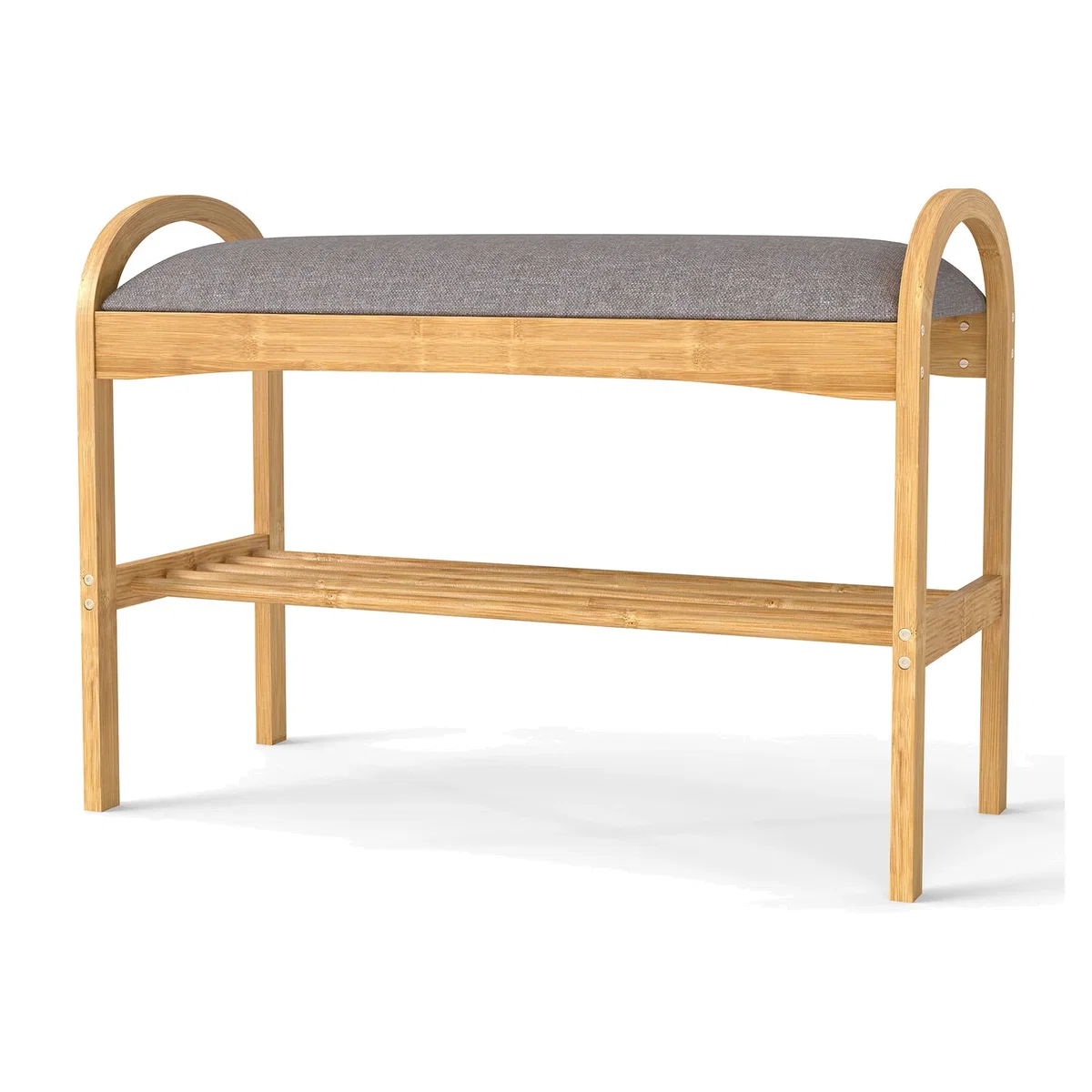 2-Tier Compact Shoe Bench Organizer for Entrance - Grey – image 1