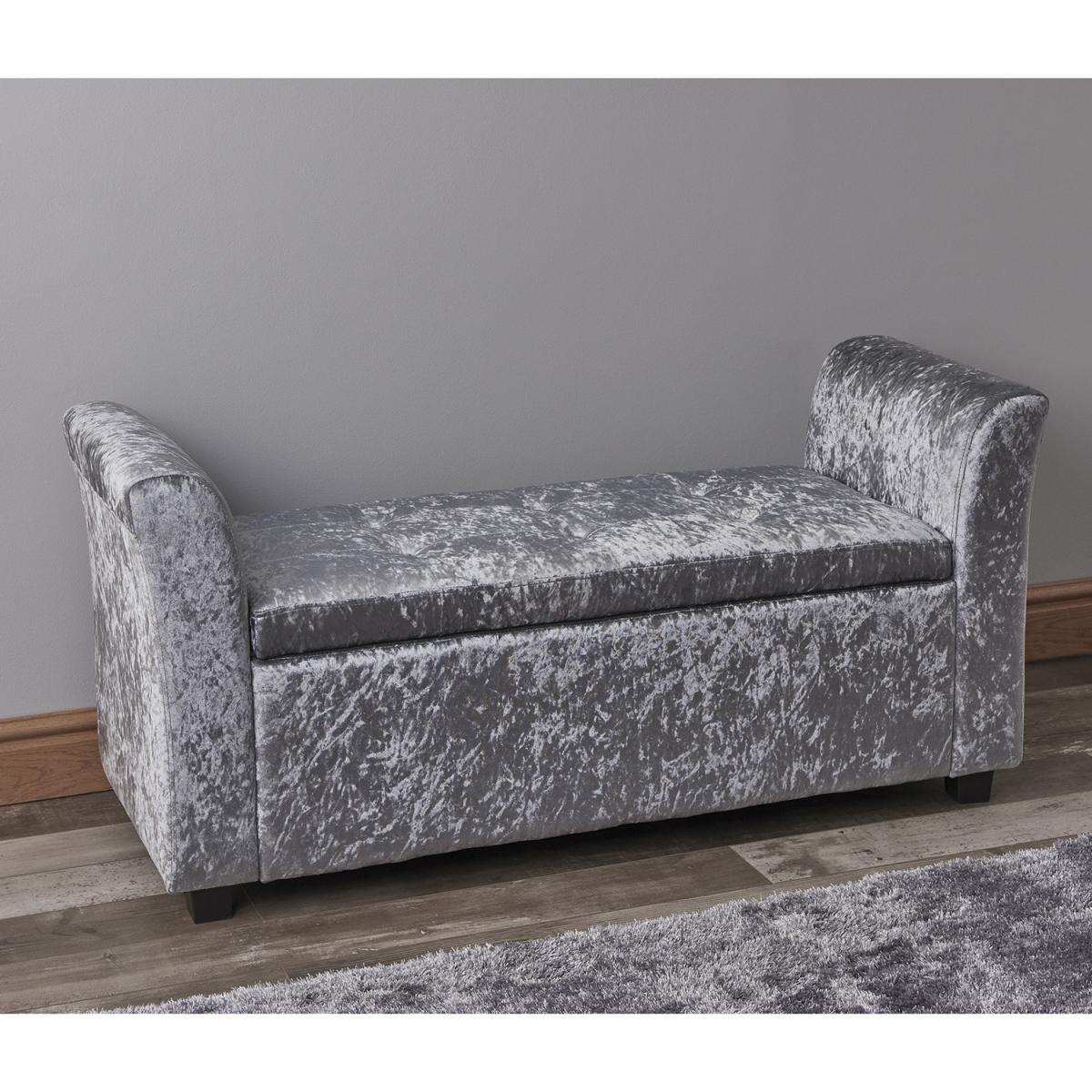 Ice Velvet Storage Bench - Silver – image 2