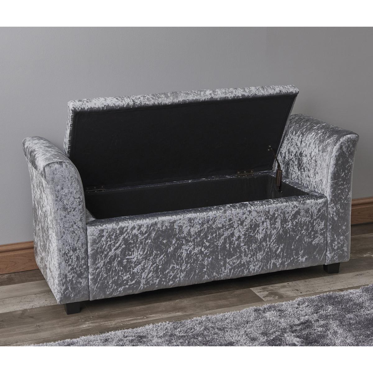Ice Velvet Storage Bench - Silver – image 3