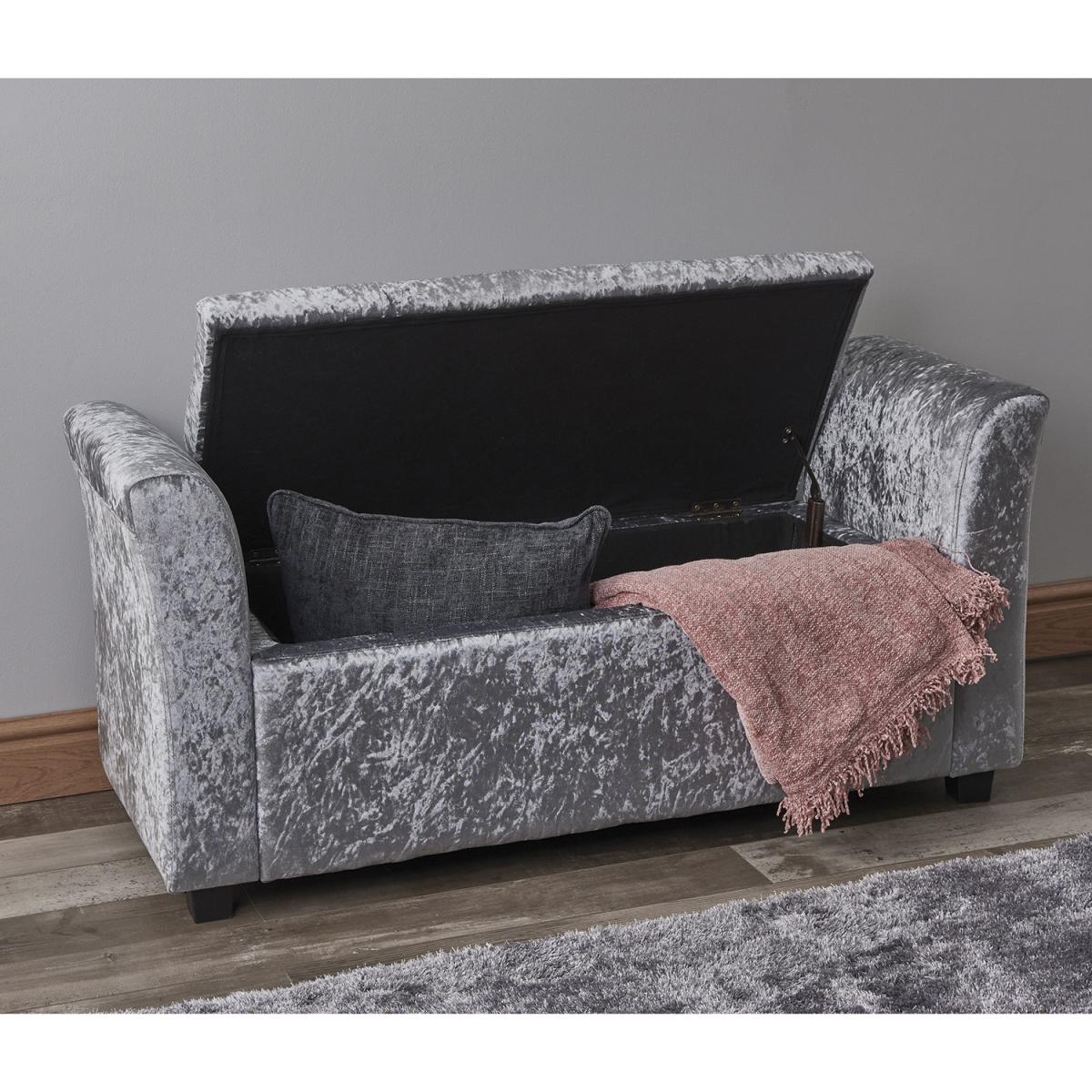 Ice Velvet Storage Bench - Silver – image 4