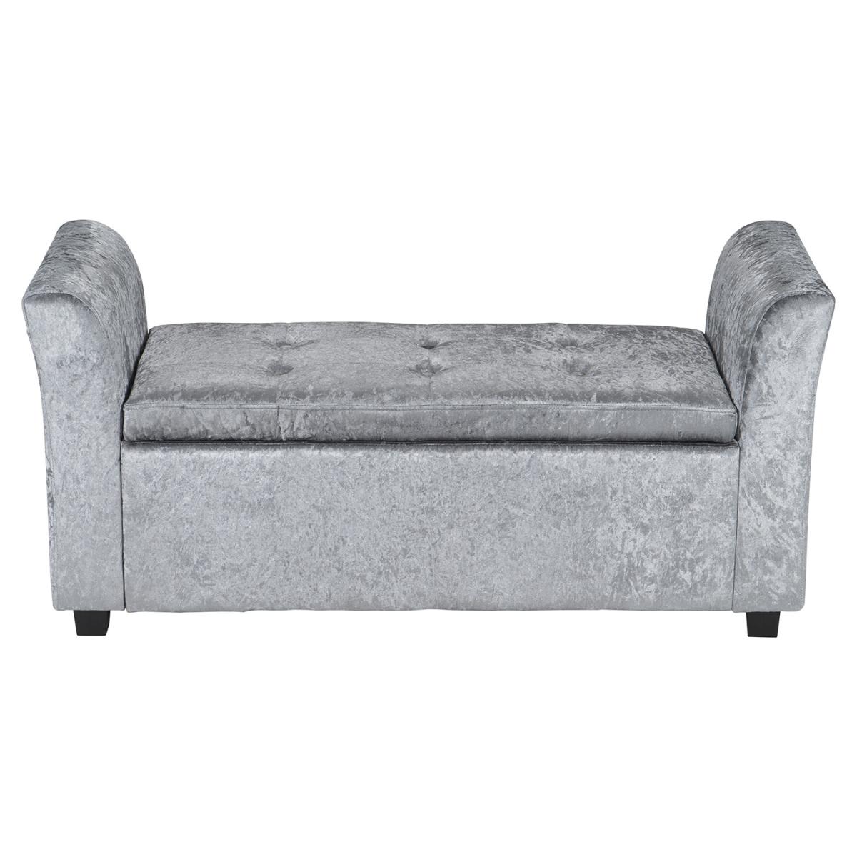 Ice Velvet Storage Bench - Silver – image 5