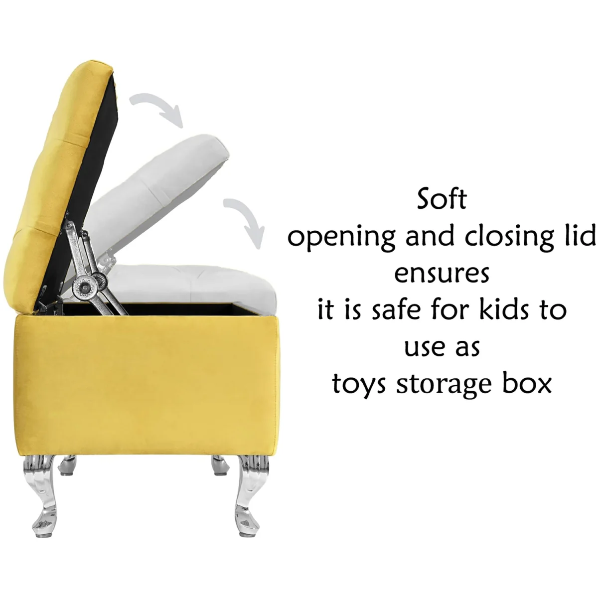 120cm Chesterfield Ottoman Storage Bench, Mustard Gold Tufted Upholstered Velvet Ottoman Footstool - Mustard Gold Plush Velvet – image 3
