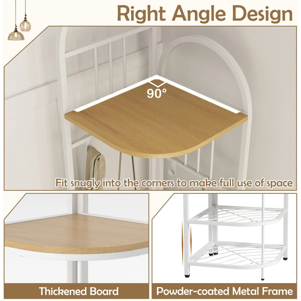 Tall Corner Hall Tree with Shoe Storage Bench - Brown – image 3