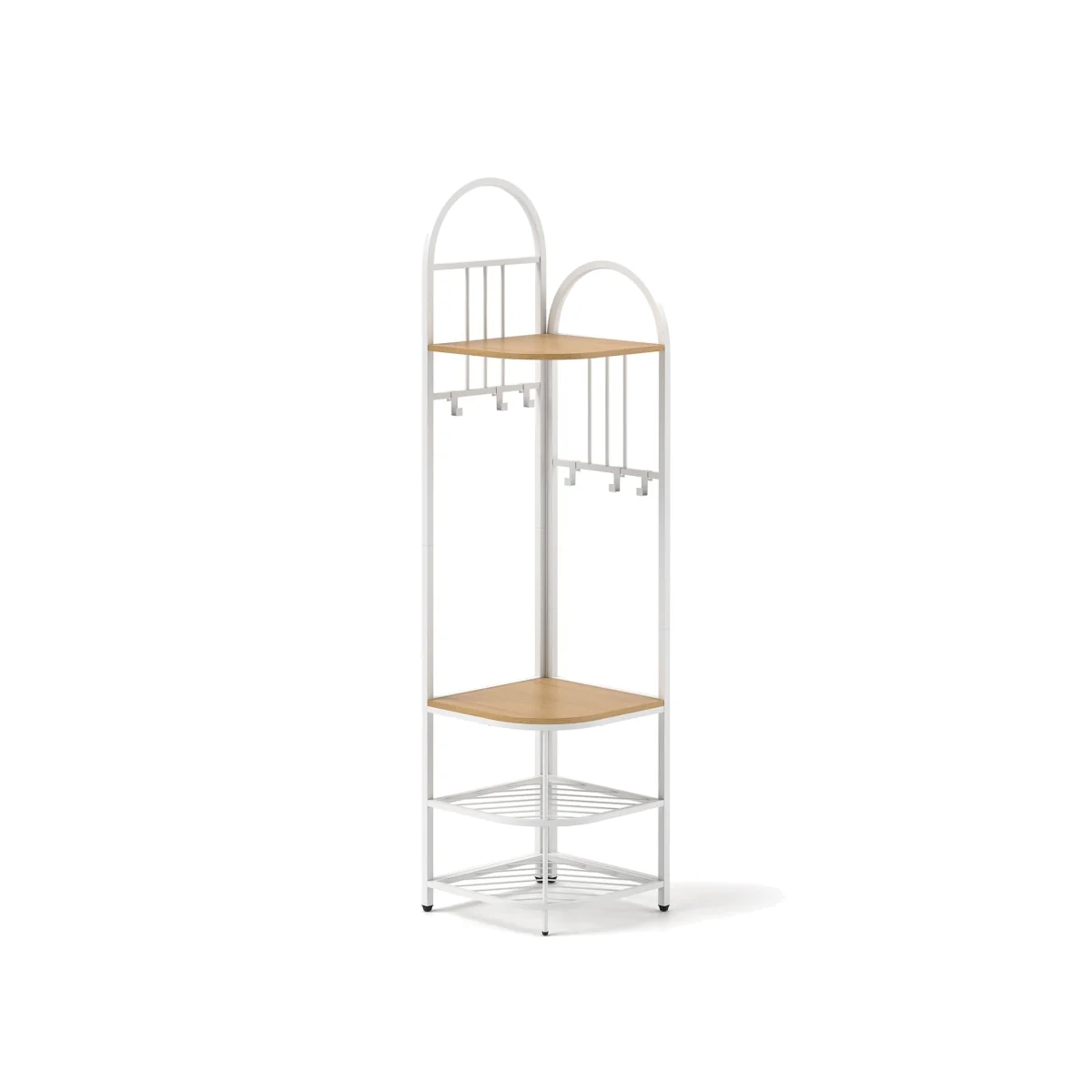 Tall Corner Hall Tree with Shoe Storage Bench - Brown – image 1