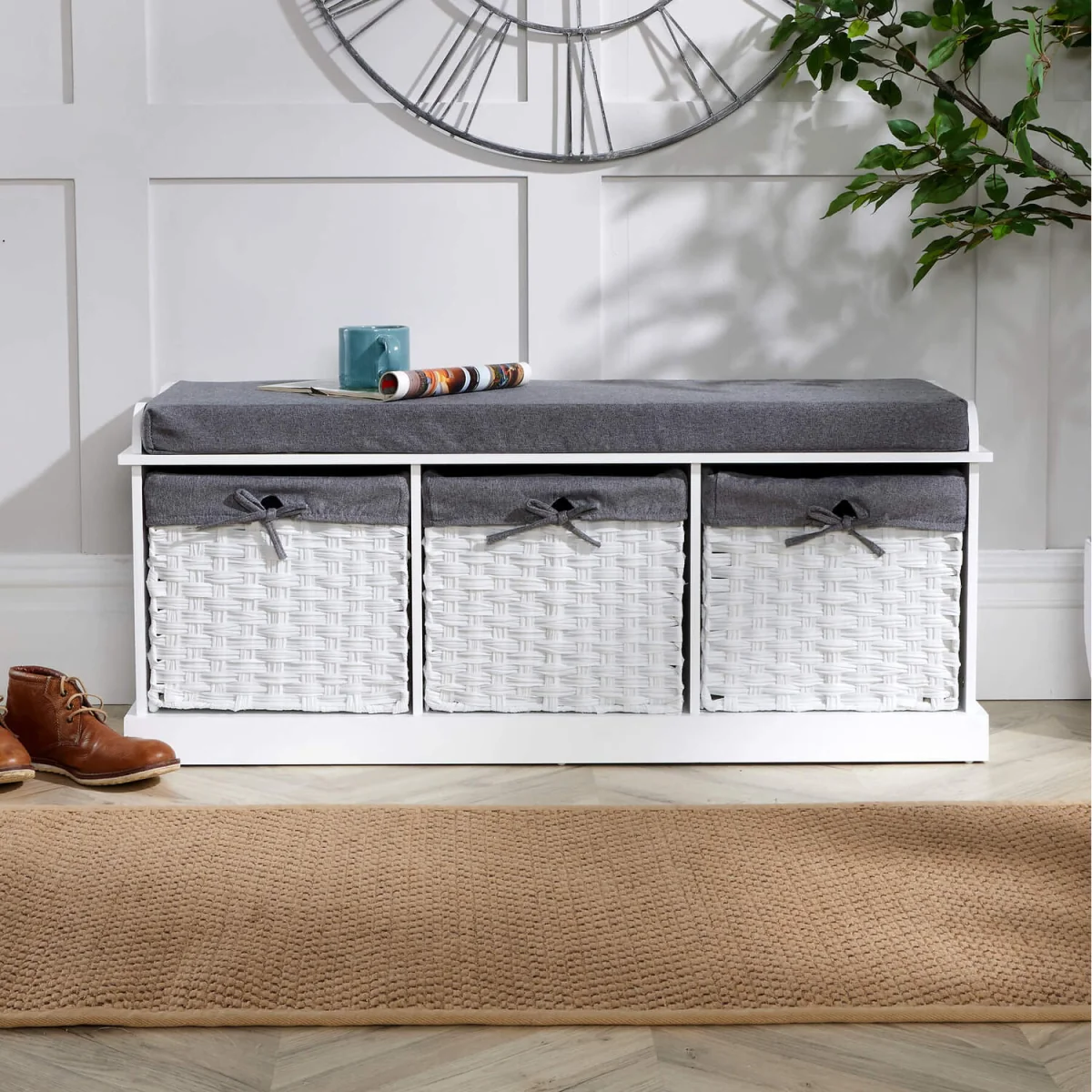 Malibu White Storage Bench 3 Drawer - White – image 13