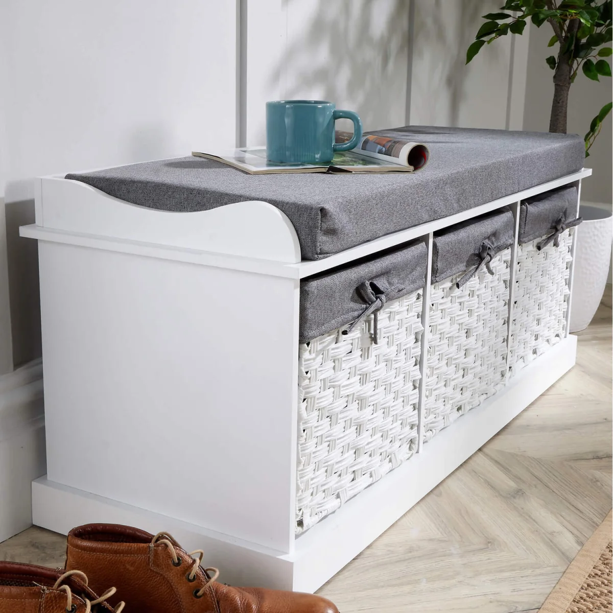Malibu White Storage Bench 3 Drawer - White – image 15