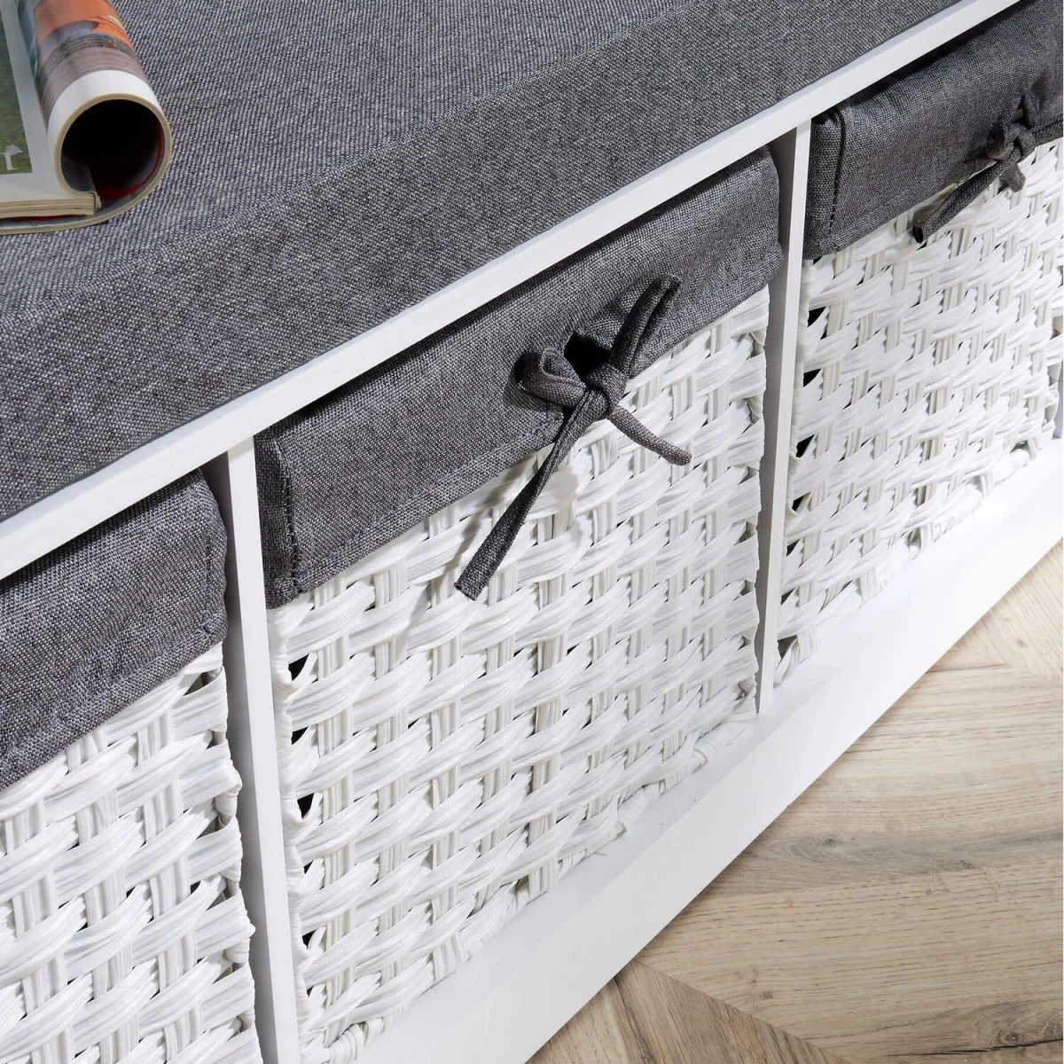 Malibu White Storage Bench 3 Drawer - White – image 16